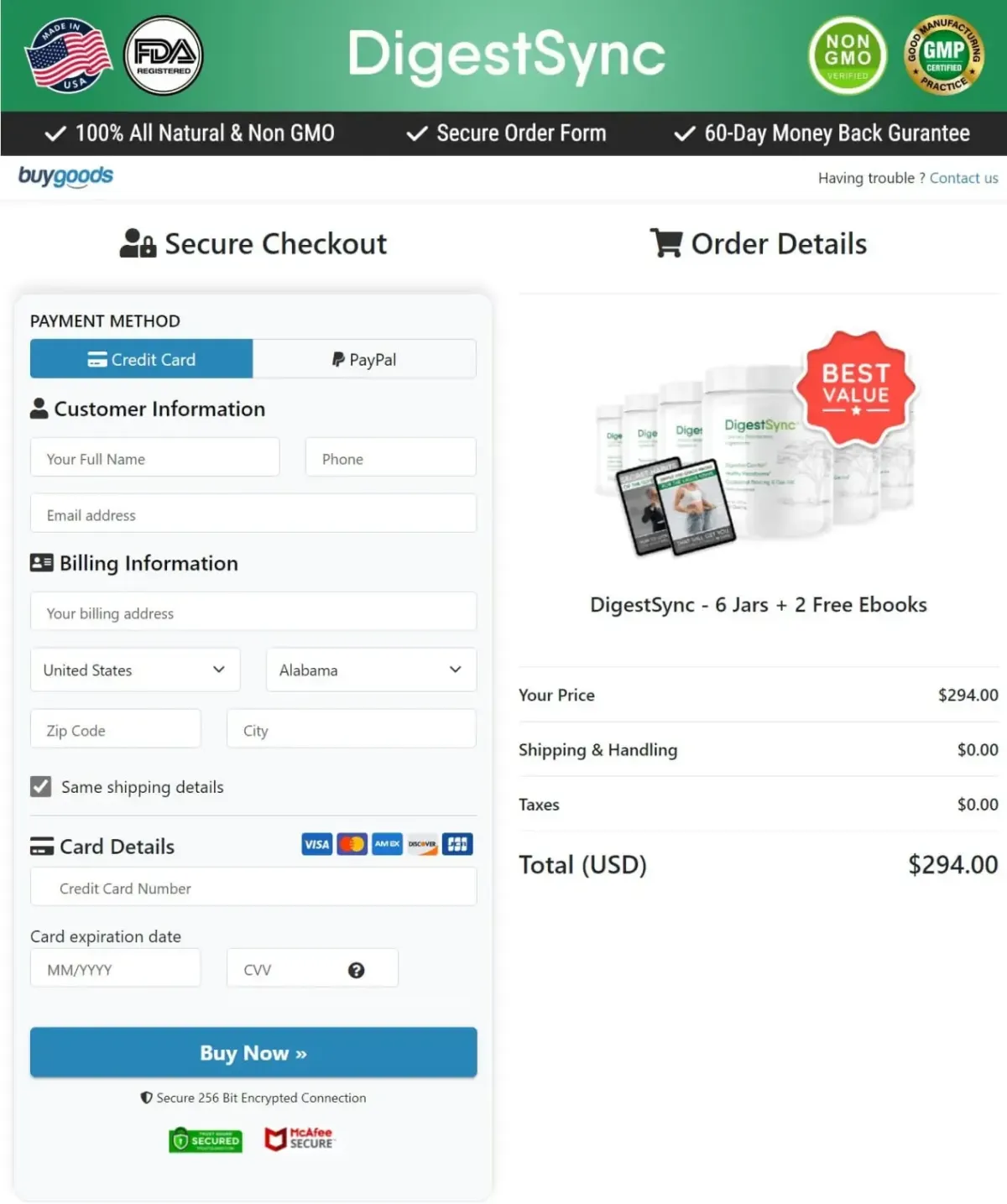 DigestSync checkout page 